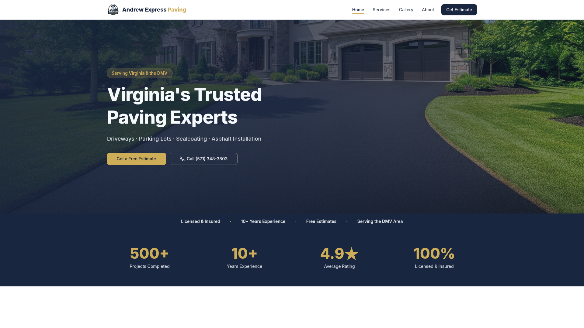 Andrew Express Paving website